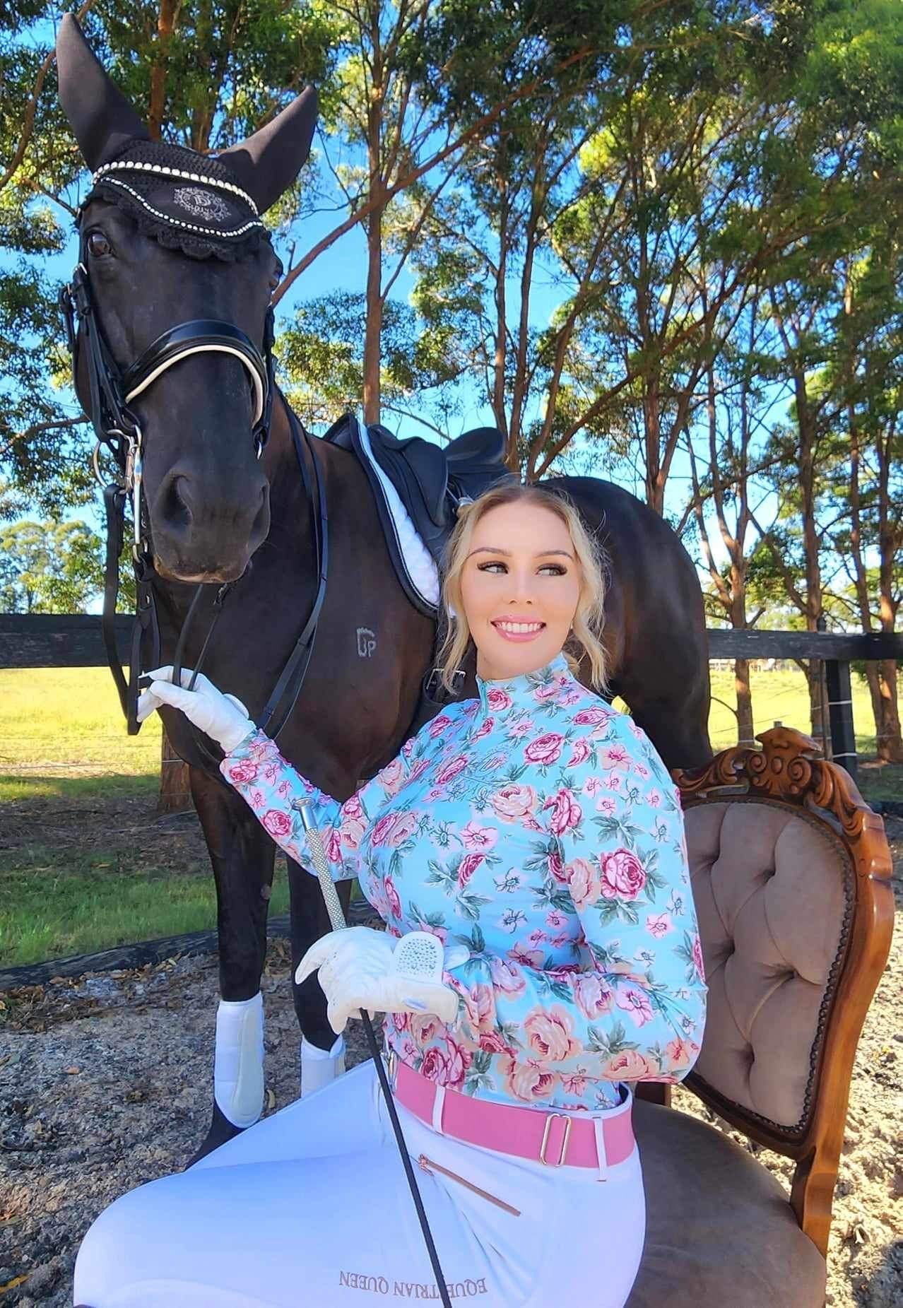 Long Sleeve Floral Shirt  Designed by The Dressage Diva THE COURTNEY